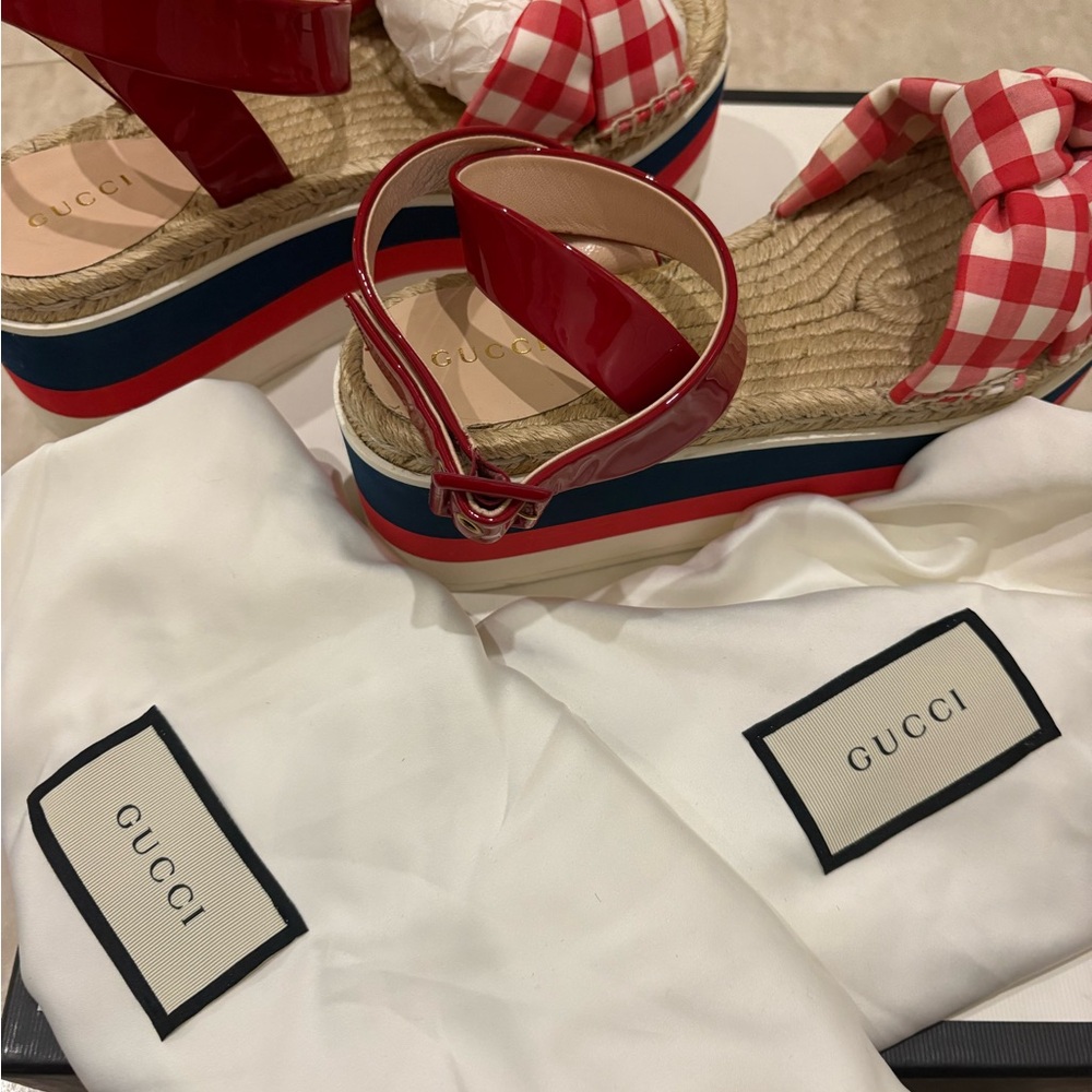 Gucci Red and White Women's Platform Sandals - Picture 2 of 7